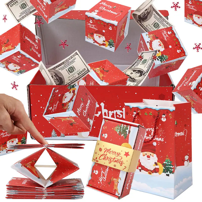 Christmas Gift Box DIY Folding Surprise Gift Box Money Pop Up Merry Christmas Surprise Gift Box Christmas New Year Gift