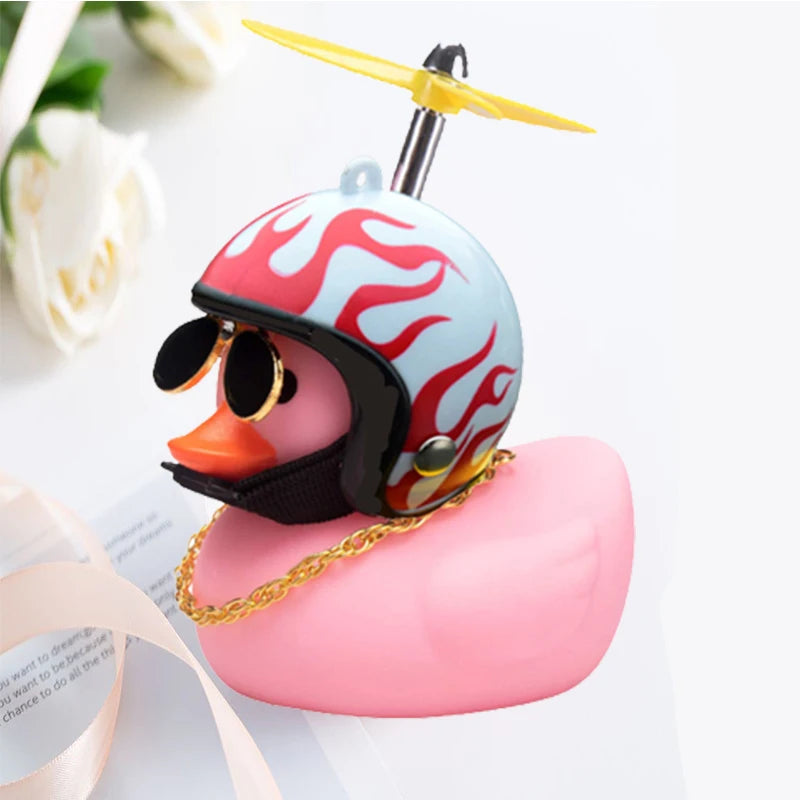 Adorable Yellow Duck Car & Bike Decoration with Helmet, Propeller, and Accessories