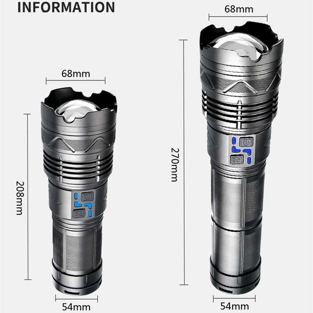 High-Power LED Flashlight – Rechargeable, Long-Range, Tactical Outdoor Torch
