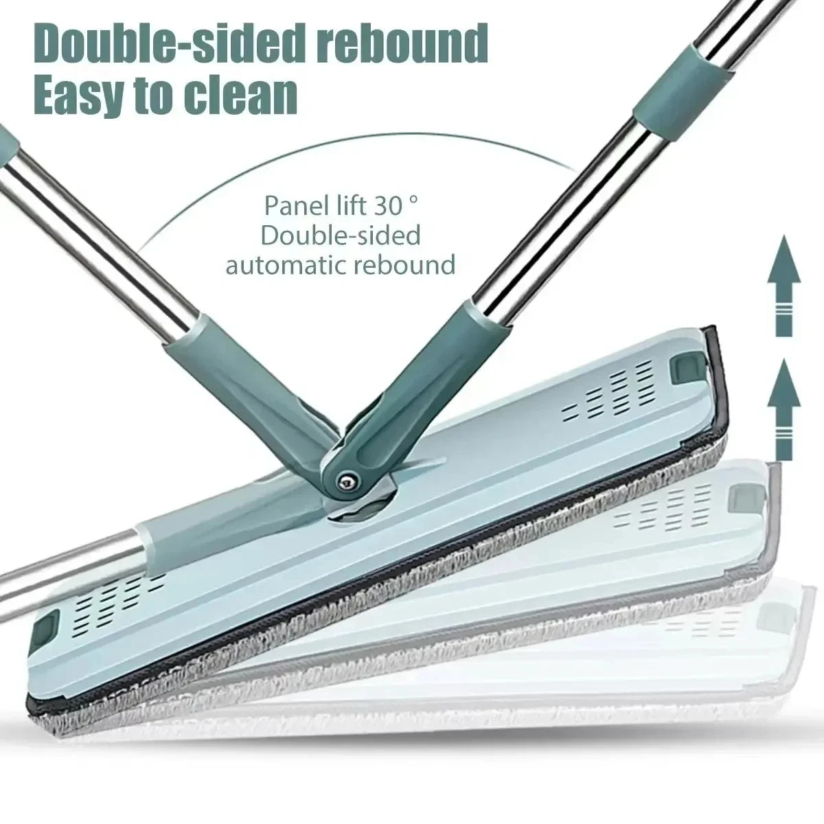 Hands-Free Flat Squeeze Mop & Bucket Set with Reusable Microfiber Pads