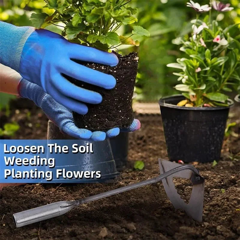 Heavy-Duty Hollow Steel Hand Hoe – Garden & Farm Weeding Tool