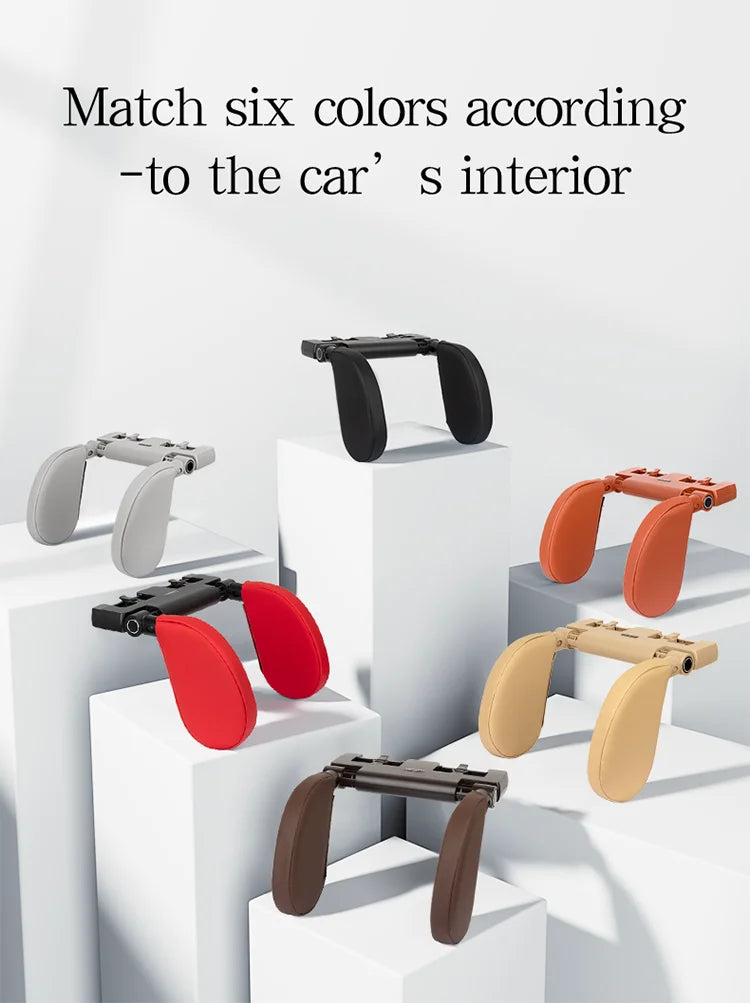 Adjustable 180° Car Seat Headrest Pillow with Memory Foam Support