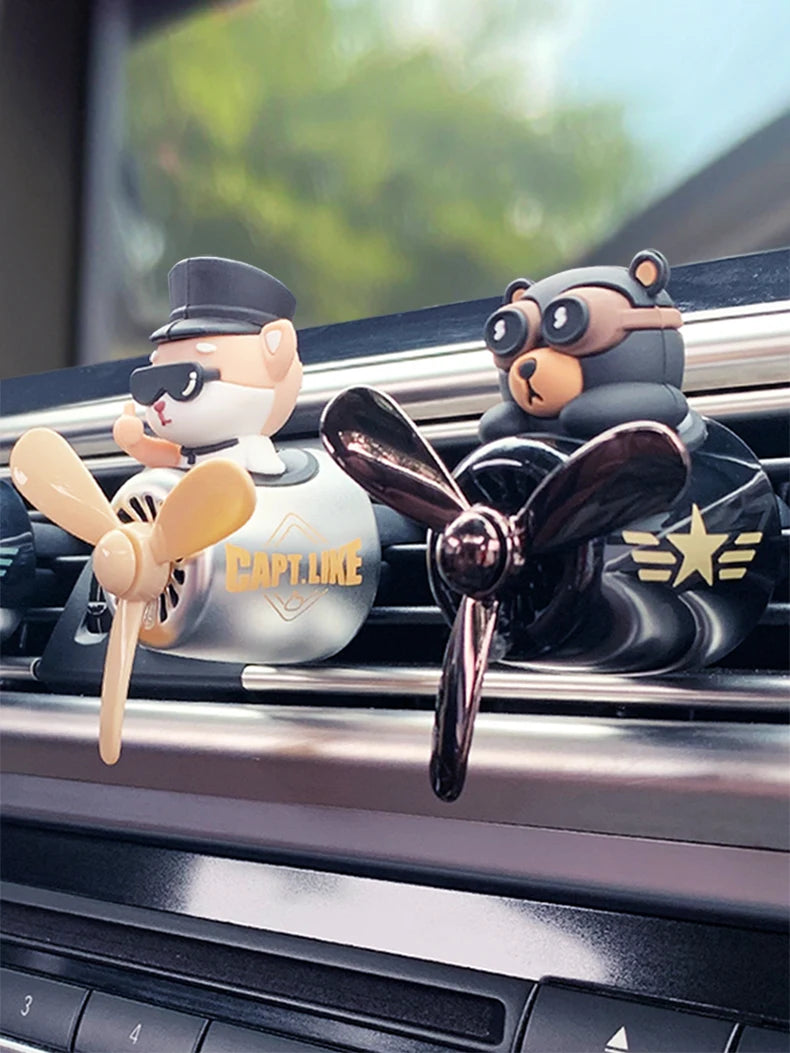 Pilot-Themed Car Air Freshener with Propeller Fan Clip