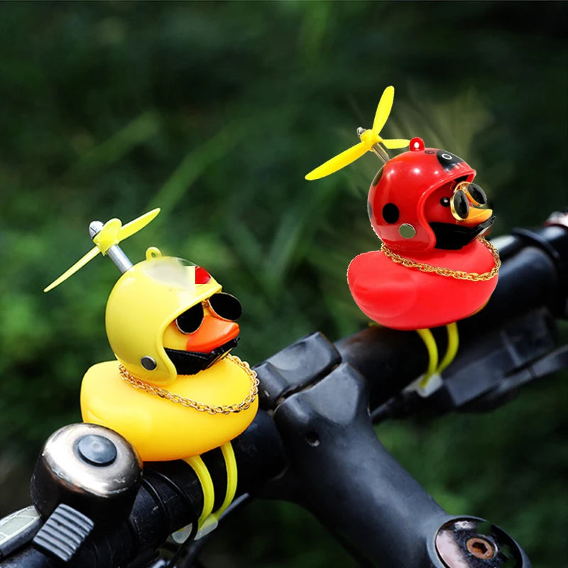Adorable Yellow Duck Car & Bike Decoration with Helmet, Propeller, and Accessories