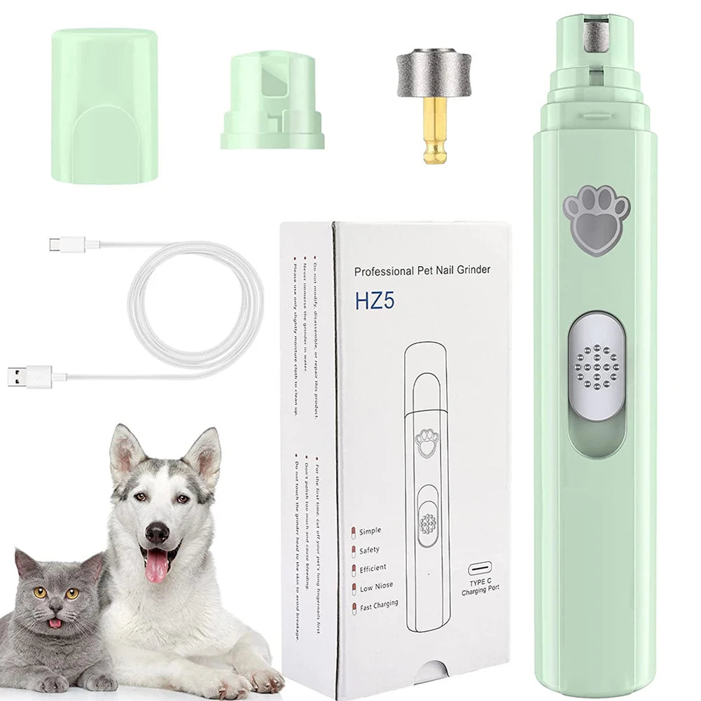 Electric Pet Nail Grinder with LED Light, 2-Speed, USB Rechargeable