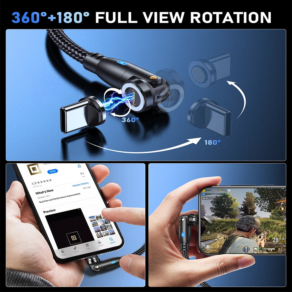 100W Magnetic USB Type-C Fast Charging 3-in-1 Cable