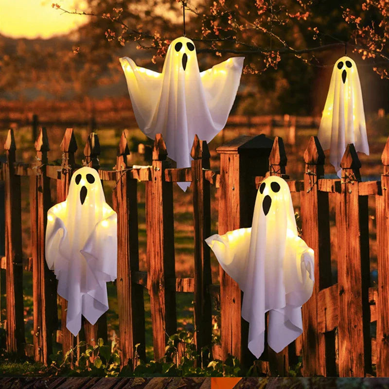 LED Glow Ghost Halloween Hanging Decoration with Lights