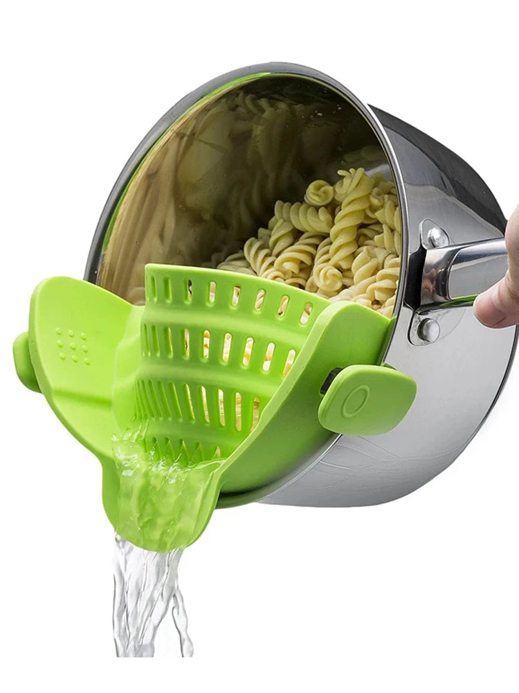 Universal Silicone Clip-On Pot Strainer – Anti-Spill Food-Grade Kitchen Colander