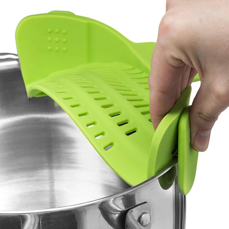 Universal Silicone Clip-On Pot Strainer – Anti-Spill Food-Grade Kitchen Colander