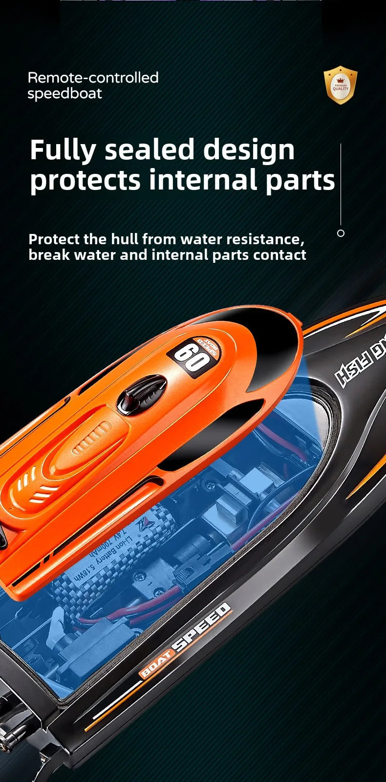 High-Speed 2.4GHz RC Racing Speedboat – Waterproof & Self-Righting