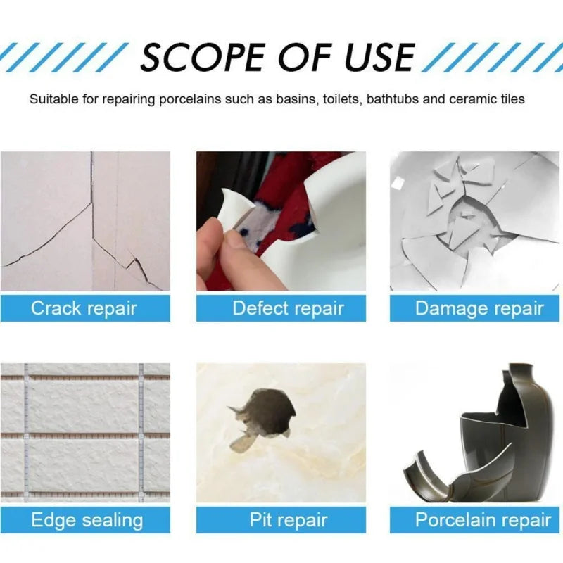 White Porcelain & Tile Repair Kit – Fix Cracks, Chips & Scratches