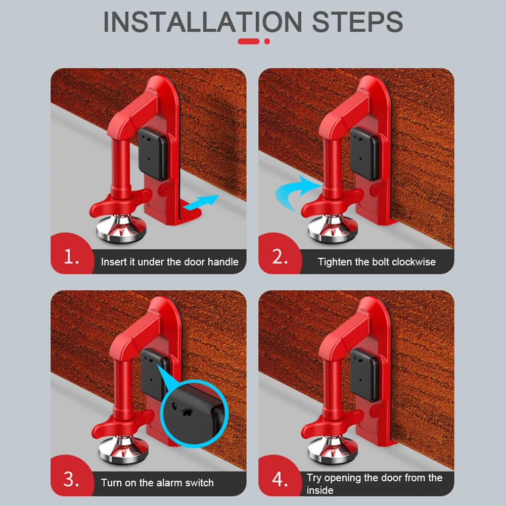 Portable Door Stopper with Alarm – Travel Security & Anti-Theft Device