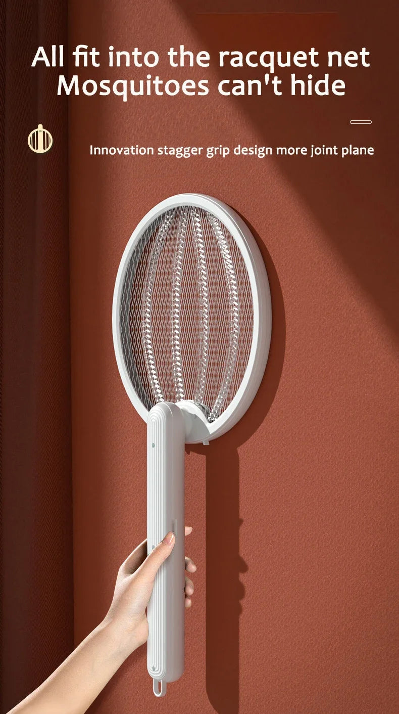 Foldable USB Electric Mosquito Zapper – 4-in-1 Silent Insect Killer Racket