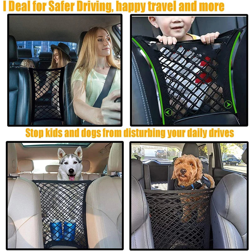 Stretchable Car Storage Net & Pet Barrier Organizer