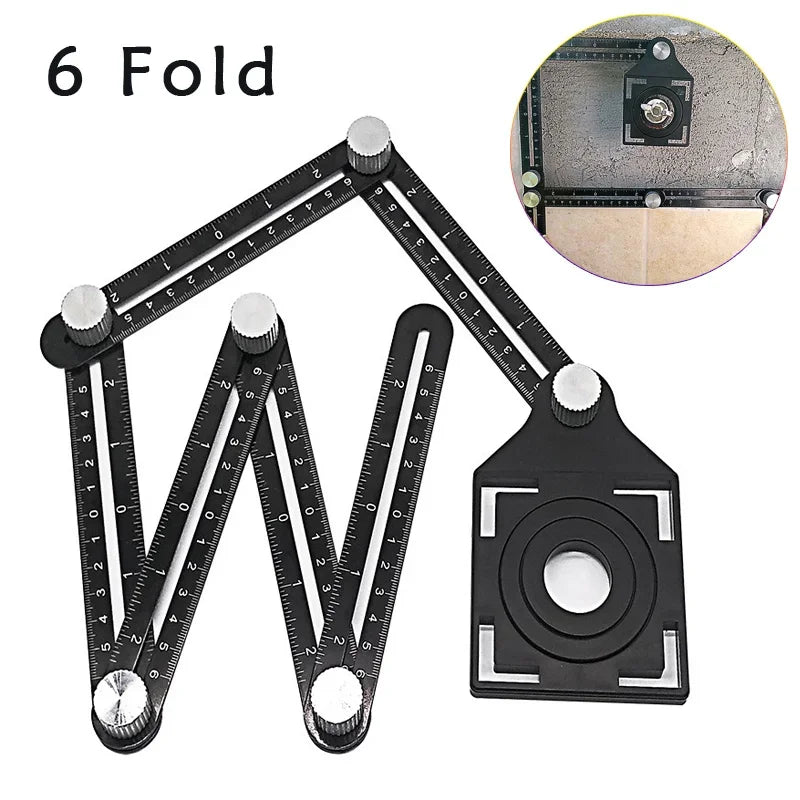 6-Fold Multi-Angle Measuring Ruler & Tile Hole Locator Tool Set