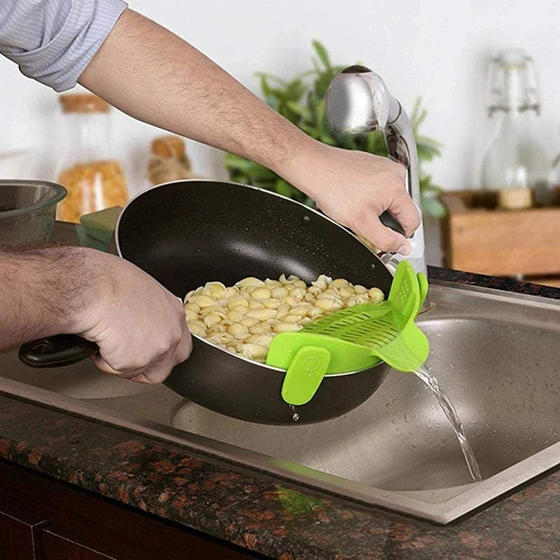 Universal Silicone Clip-On Pot Strainer – Anti-Spill Food-Grade Kitchen Colander
