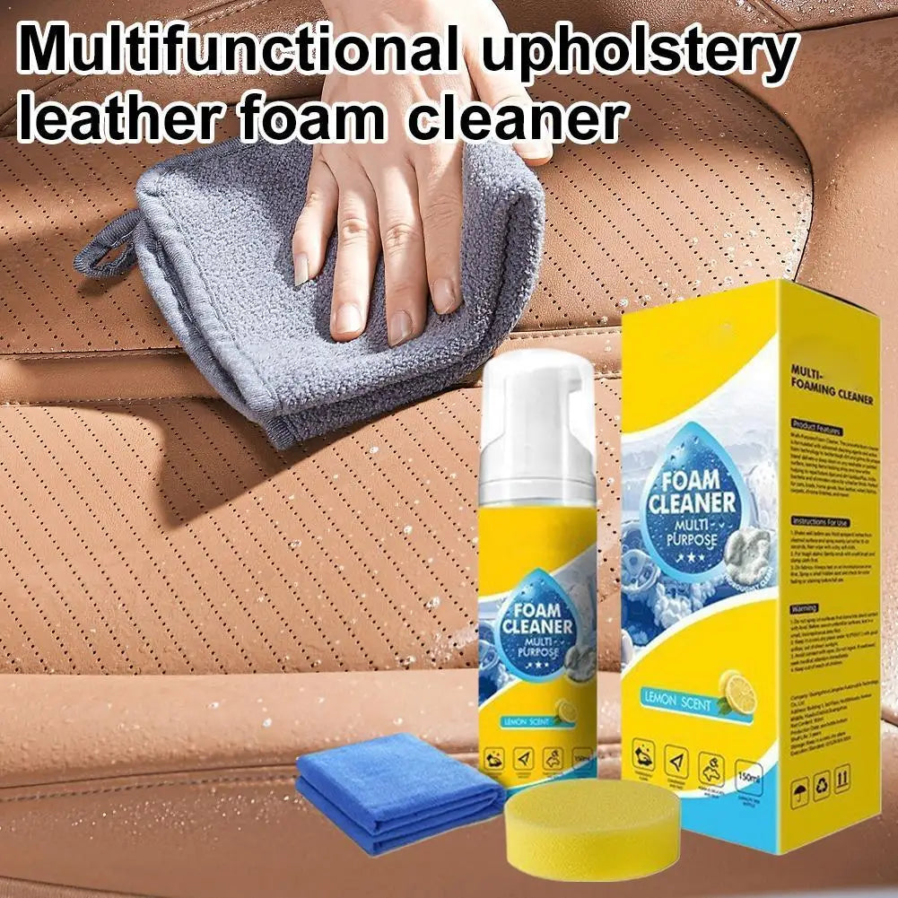 Multi-Purpose Foam Cleaner for Car Interior Surfaces (150 ml / 5.1 fl oz) with Cloth and Sponge