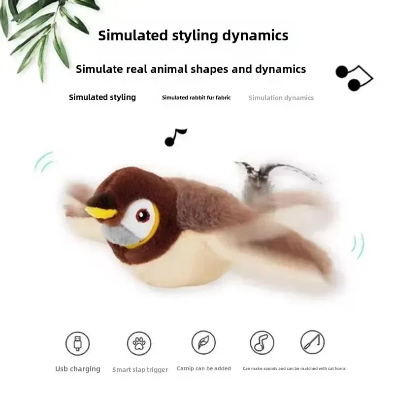 Interactive Chirping Bird Cat Toy – Touch-Activated & Rechargeable