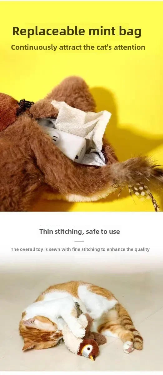 Interactive Chirping Bird Cat Toy – Touch-Activated & Rechargeable