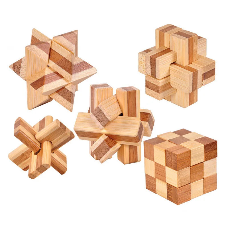 Wooden Kong Ming & Lu Ban Lock 3D IQ Puzzle Toy