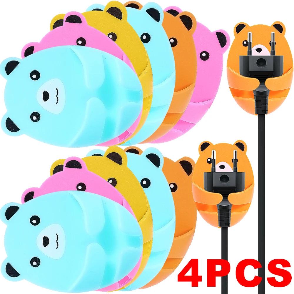 Bear-Shaped Self-Adhesive Wall Hooks - Set of 1 or 4