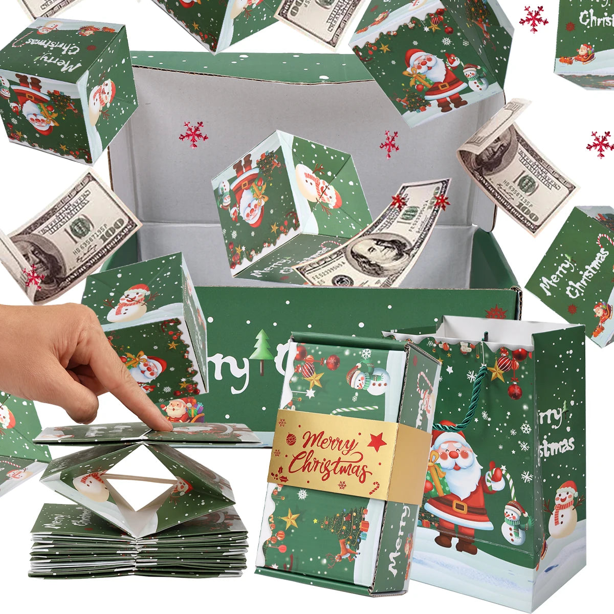 Christmas Gift Box DIY Folding Surprise Gift Box Money Pop Up Merry Christmas Surprise Gift Box Christmas New Year Gift