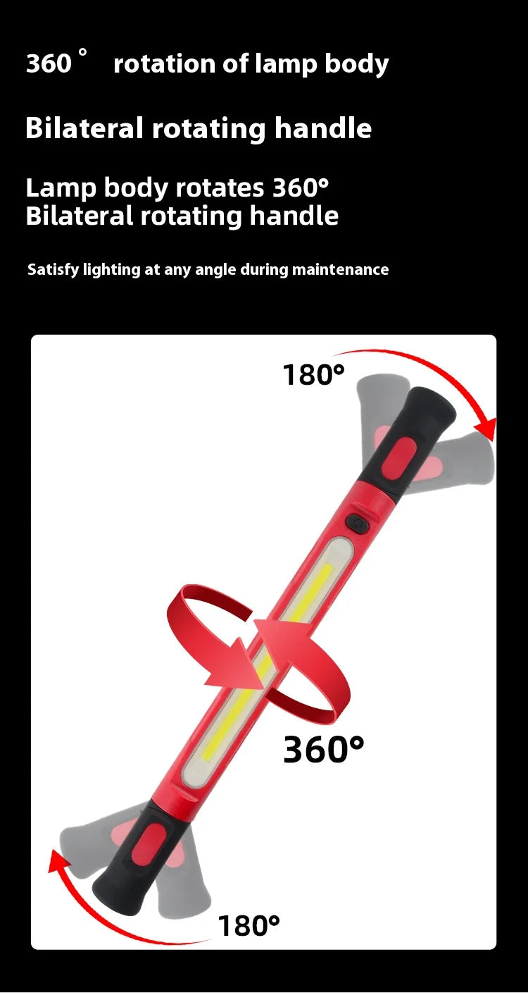 Rechargeable Magnetic COB Work Light – 360° Rotating LED Inspection Lamp