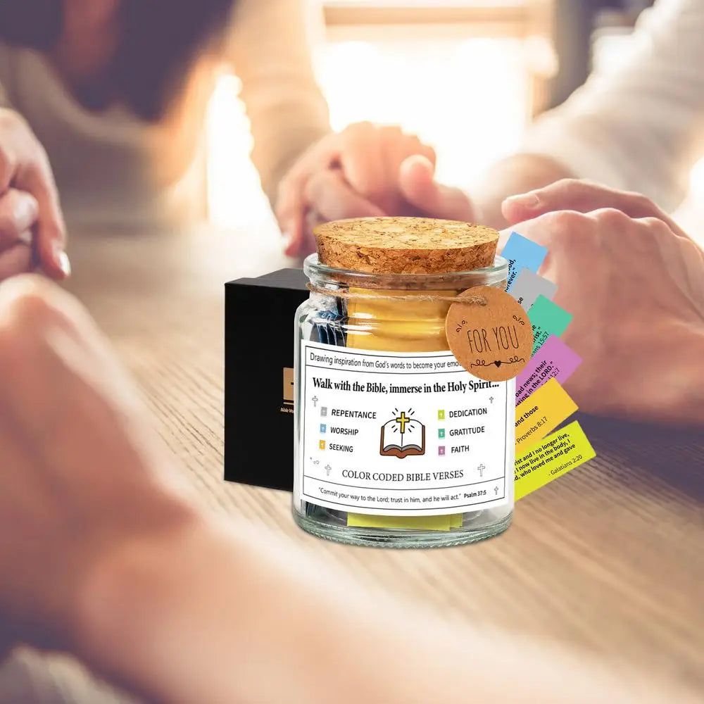 Colorful Bible Verse Jar – Daily Christian Inspiration in a Glass Keepsake