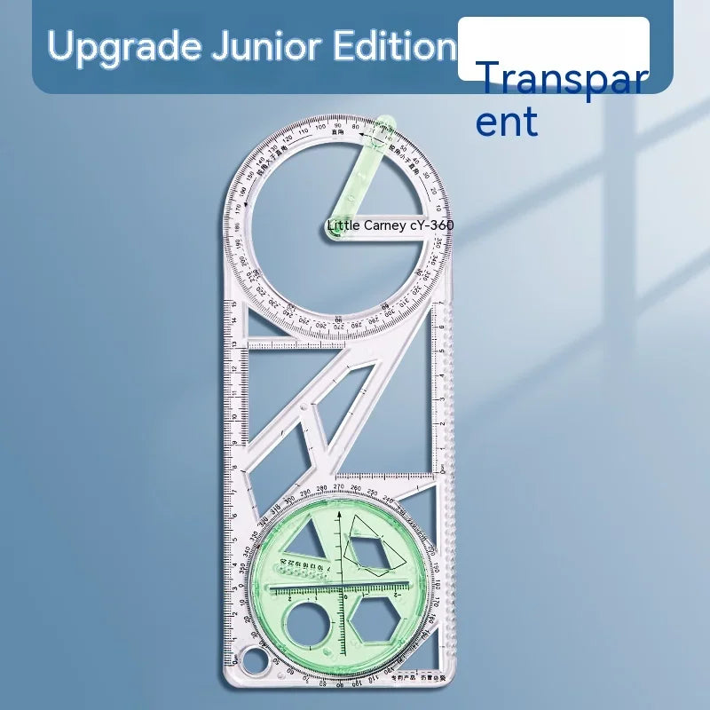 Multifunctional Geometry Ruler with Rotating Protractor