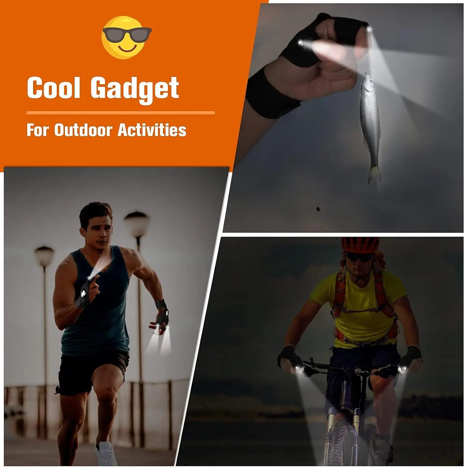 LED Waterproof Half Finger Gloves with Flashlight – Perfect for Outdoor Activities