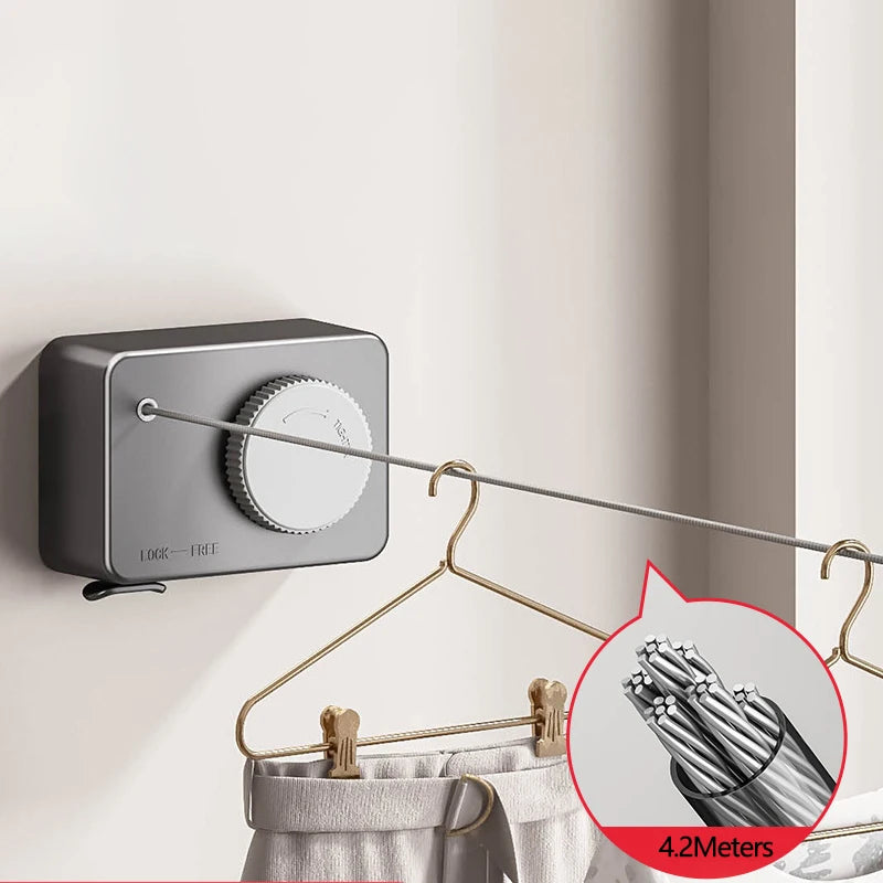 Invisible Retractable Clothesline for Indoor Drying - Wall-Mounted