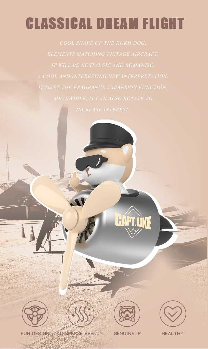 Pilot-Themed Car Air Freshener with Propeller Fan Clip