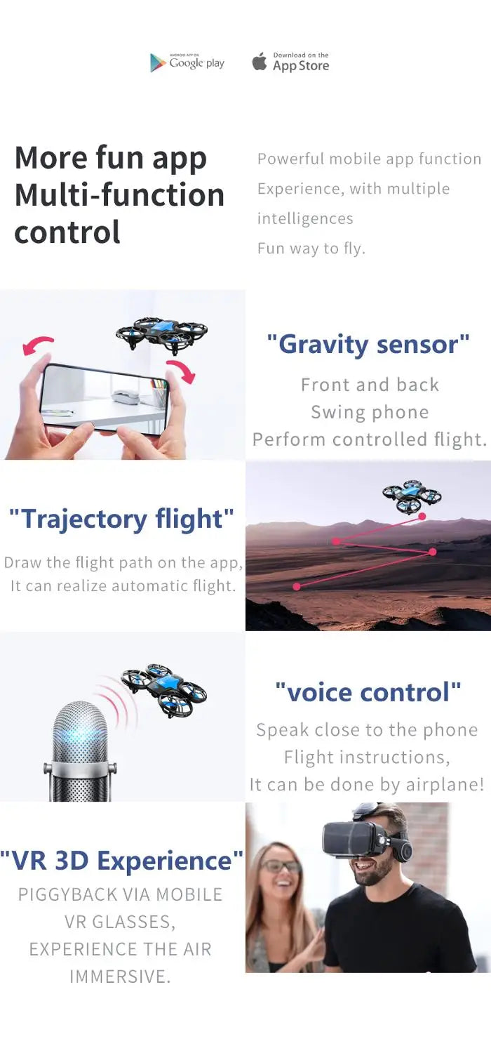 V8 Mini Drone with 4K HD Camera - WiFi FPV Quadcopter with Altitude Hold