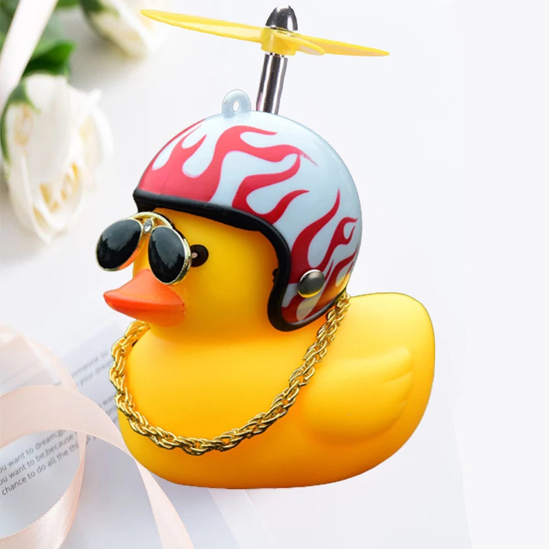 Adorable Yellow Duck Car & Bike Decoration with Helmet, Propeller, and Accessories