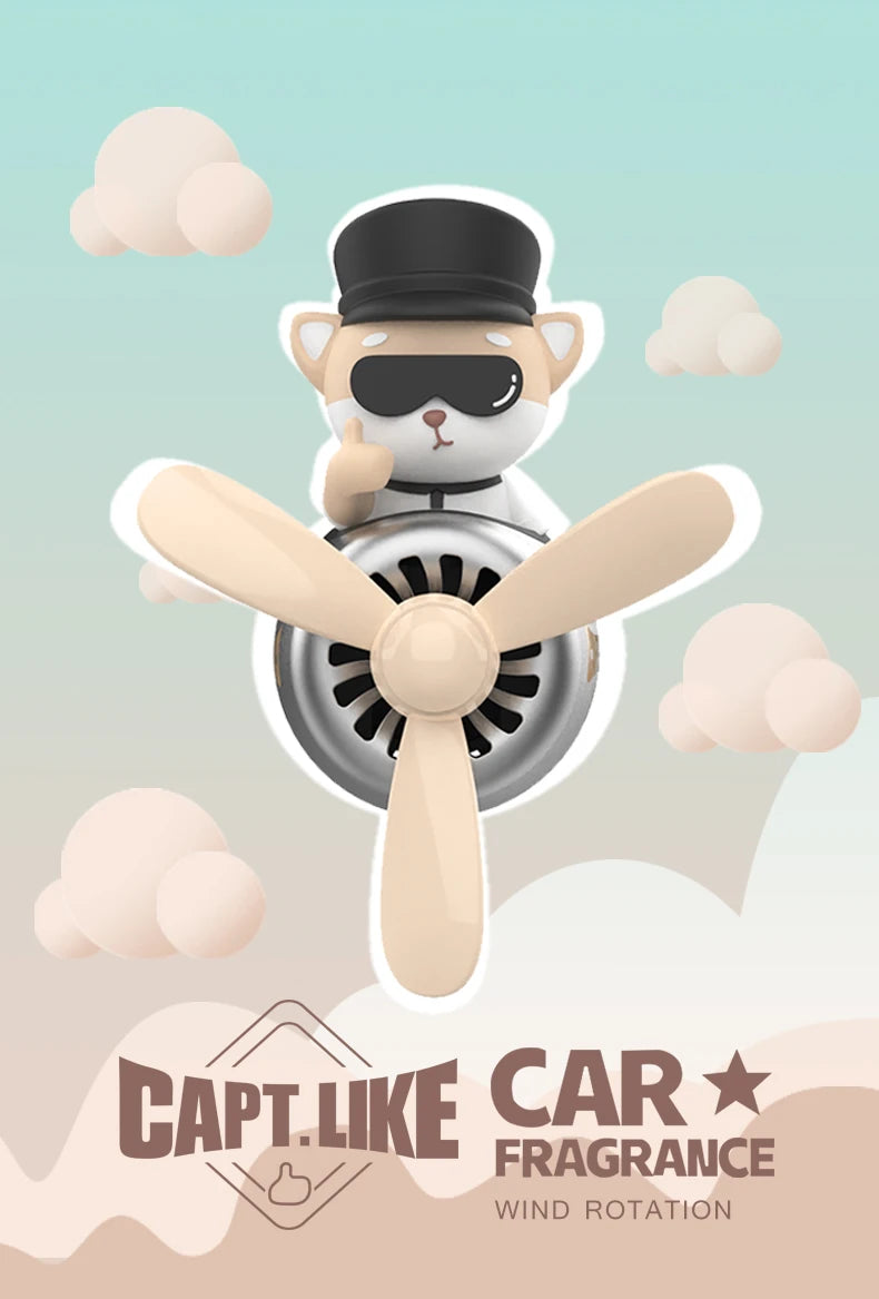 Pilot-Themed Car Air Freshener with Propeller Fan Clip