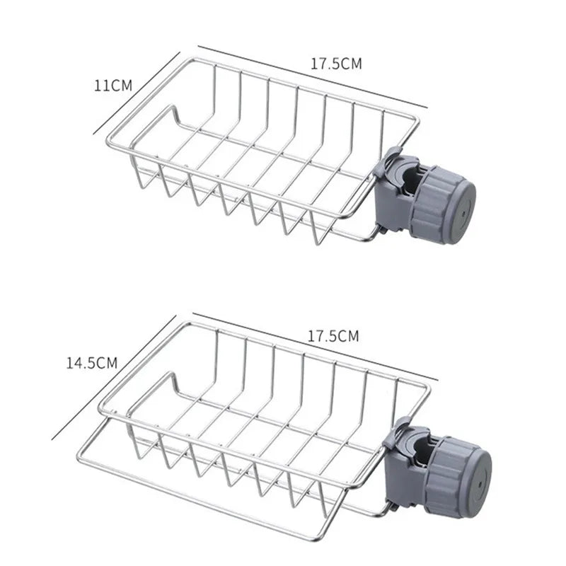 Adjustable Stainless Steel Faucet Organizer for Sink Storage