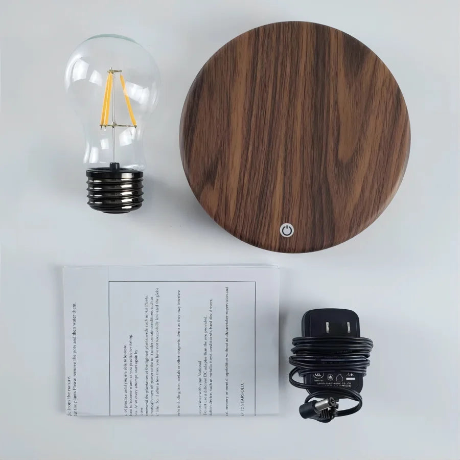 Magnetic Levitating LED Lamp with Wooden Base