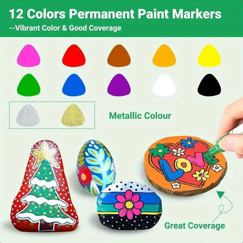 Write on Anything — Waterproof Paint Marker Set (12 Colors)