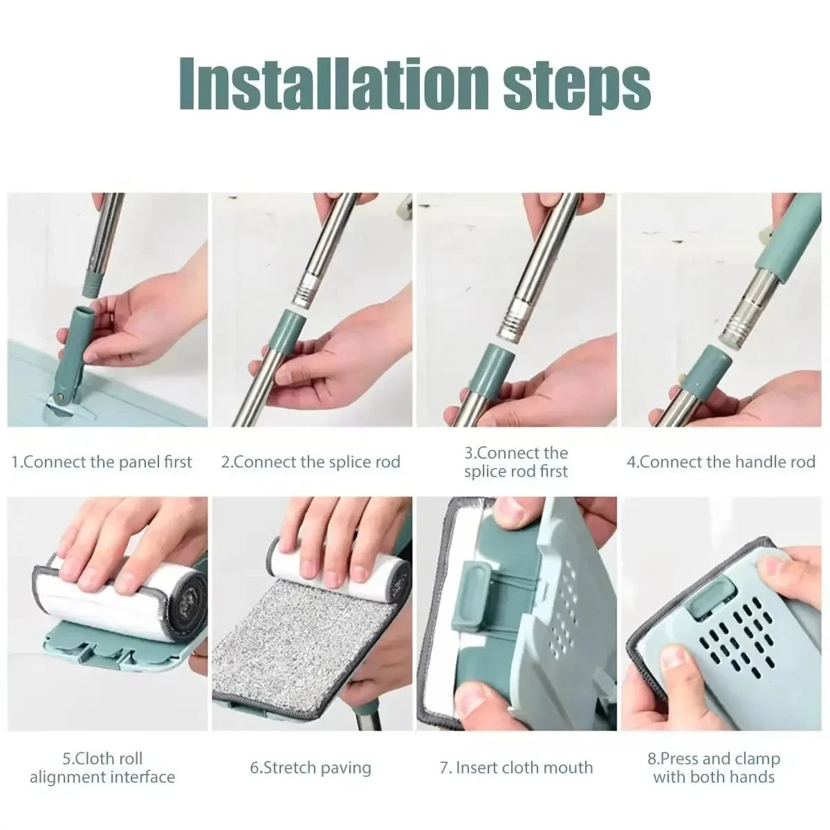 Hands-Free Flat Squeeze Mop & Bucket Set with Reusable Microfiber Pads