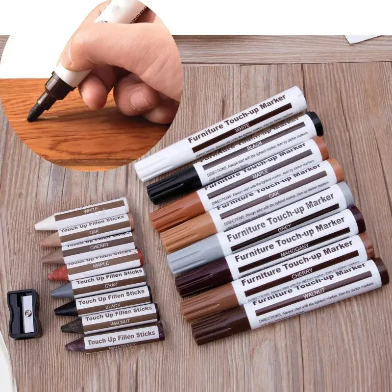 Furniture Repair Marker & Wax Stick Set – Easily Fix Scratches & Scuffs