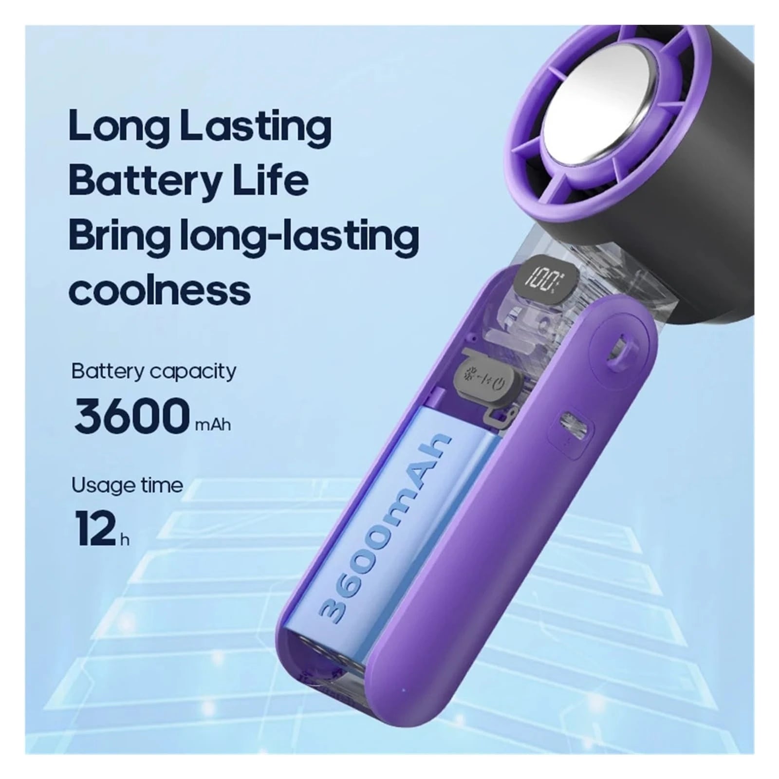 Portable Turbo Cooling Fan – 3600mAh Rechargeable