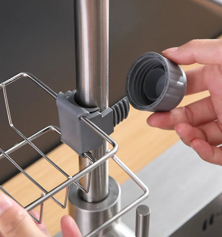 Adjustable Stainless Steel Faucet Organizer for Sink Storage