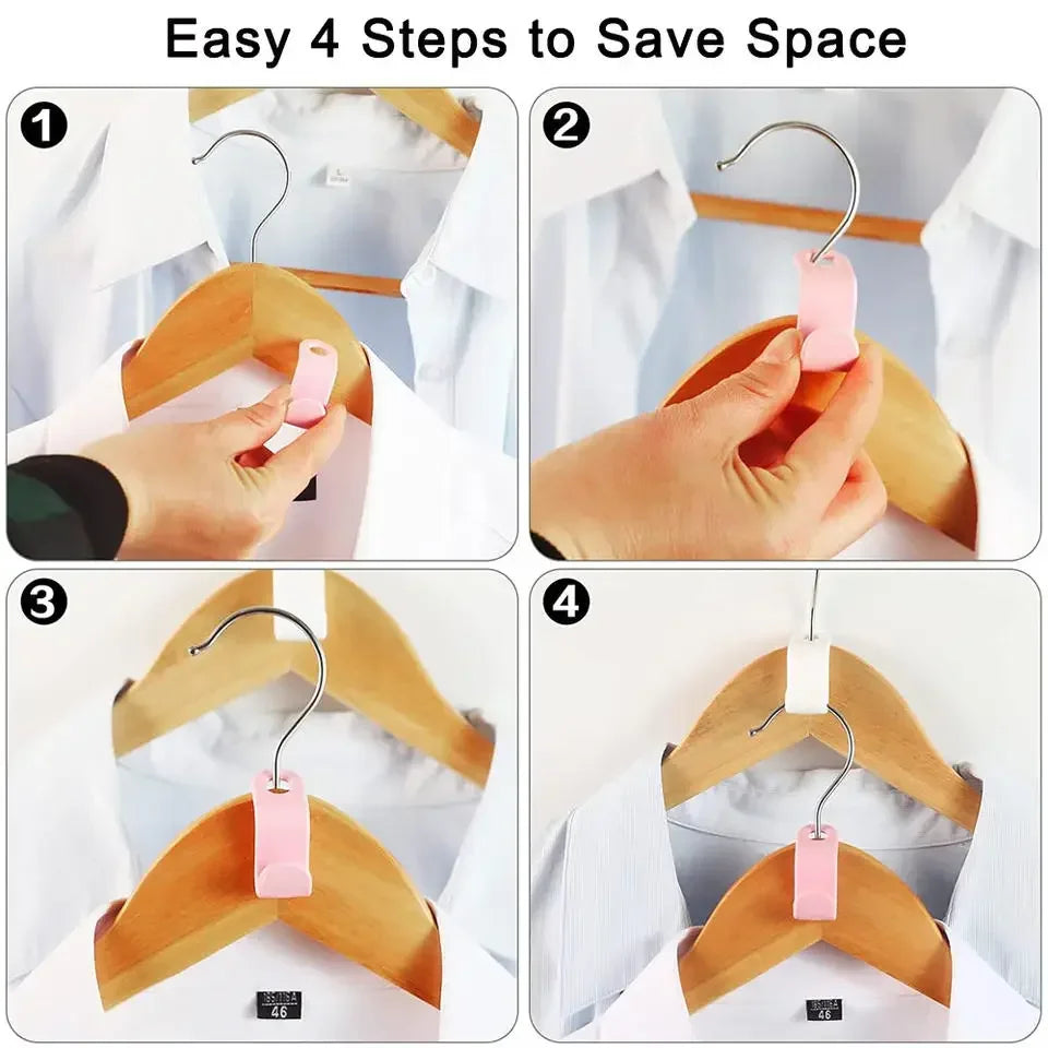 Space-Saving Cascading Wardrobe Connector Hooks