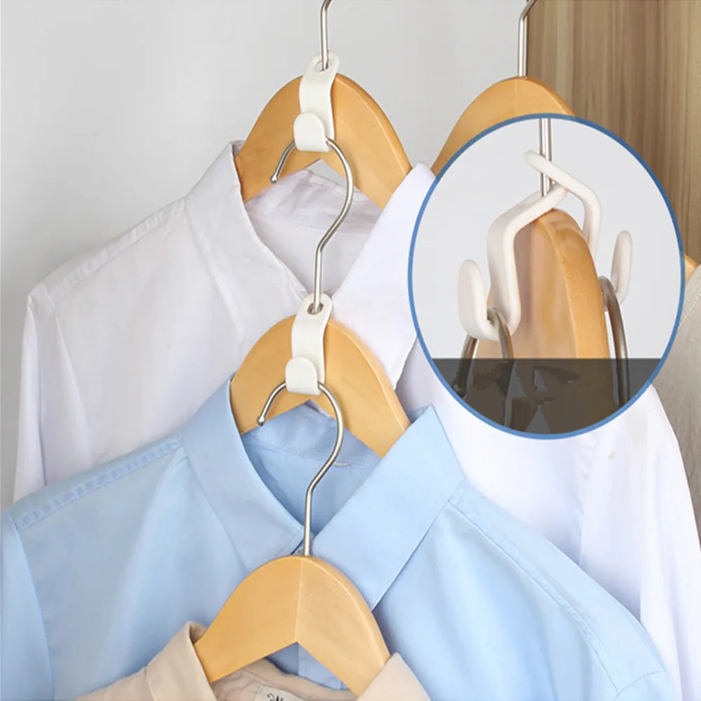 Space-Saving Cascading Wardrobe Connector Hooks