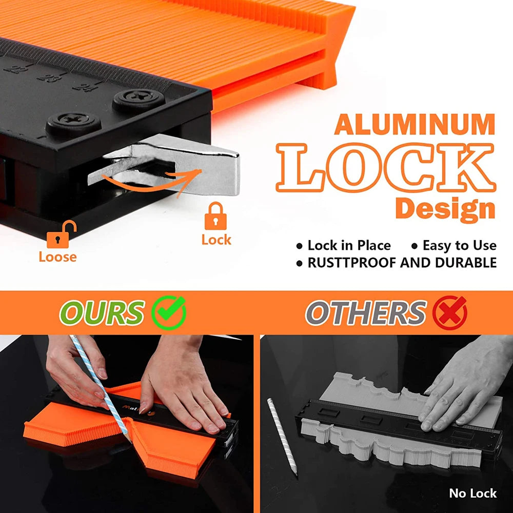 Precision Contour Gauge with Lock – Shape Duplicator Tool for Woodworking, Tiling & DIY Projects