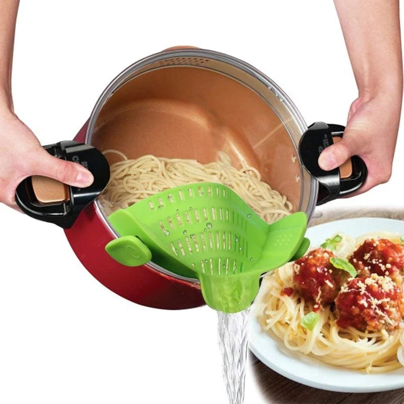 Universal Silicone Clip-On Pot Strainer – Anti-Spill Food-Grade Kitchen Colander