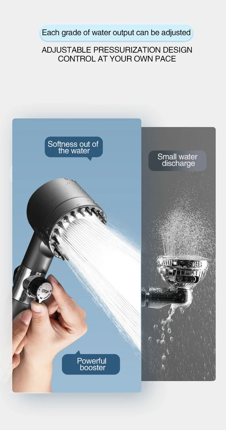 High-Pressure Shower Head with Adjustable Spray & Built-in Massage Brush