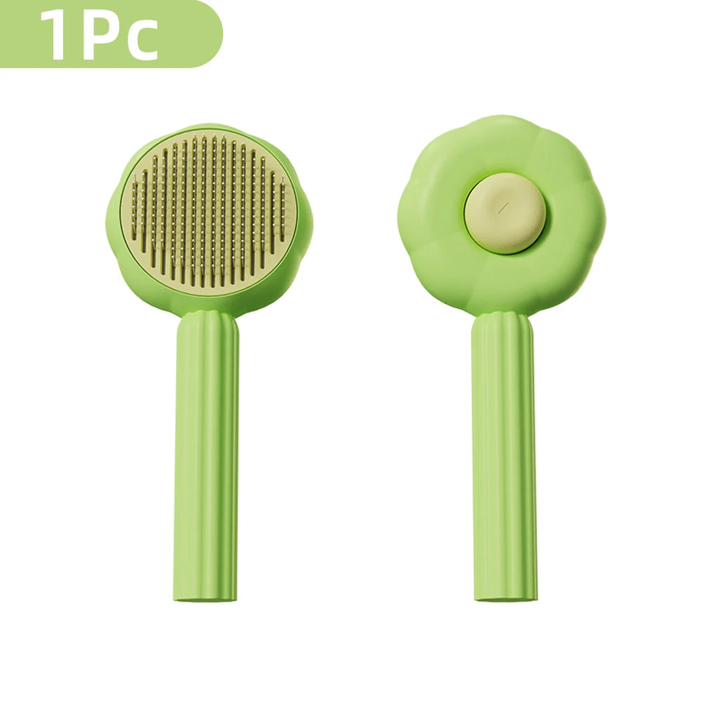 Self-Cleaning Pet Grooming Brush with Massage Needles