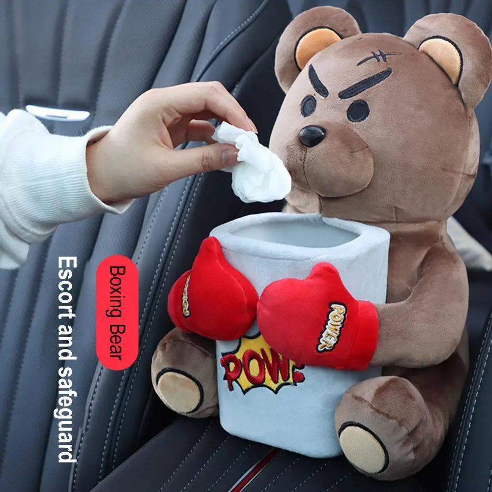 2-in-1 Plush Car Tissue Holder & Trash Can