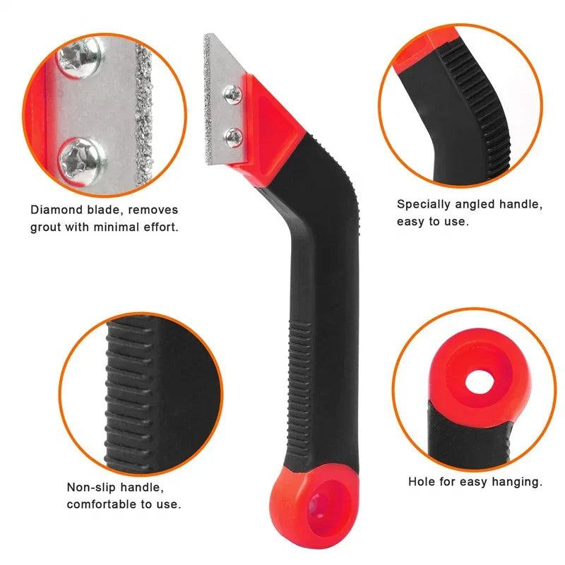 Tile Grout Remover Scraper Tool – Tungsten Carbide Blade for Easy Cleaning